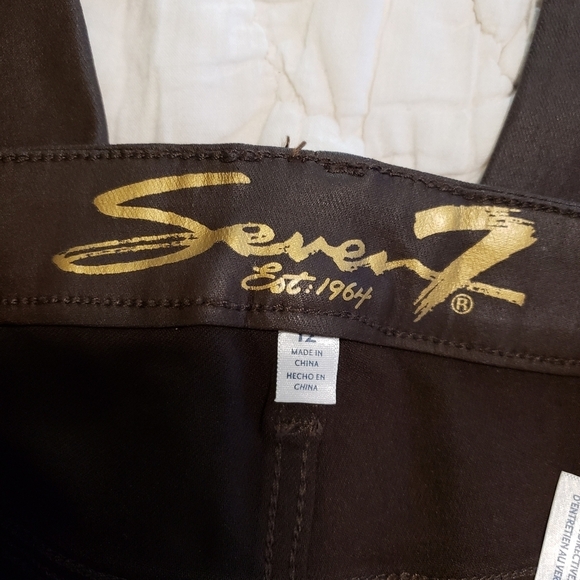 NWT Seven7 Coated Skinny Jeans Faux Leather Espresso Brown Size 12 RET. $79.00 - Picture 6 of 11